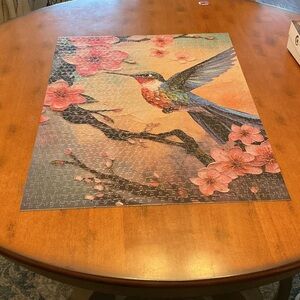 Hummingbird and Pink Flowers Puzzle